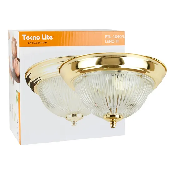 Lampara De Techo Base E27 29.6w Leno Iii Latonado Tecnolite