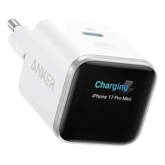 Cargador 45W Tipo C Anker Nano GAN con Pantalla Inteligente, Carga Rápida, Reconocimiento Inteligente, Modo de Cuidado Integrado, Compatible con Samsung, iPhone y Xiaomi