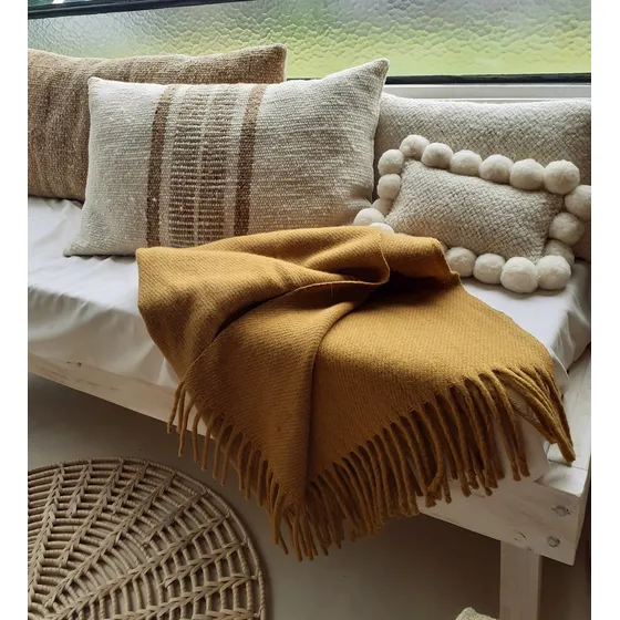 Manta De Llama Y Oveja/pie De Cama Tejida En Telar 220x80 Cm
