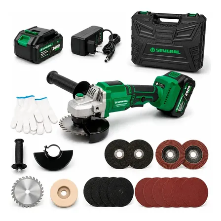 Esmerilhadeira Angular Several Importados Lixadeira Potente Corte Fácil 21v Bateria Ferramenta Completa Verde
