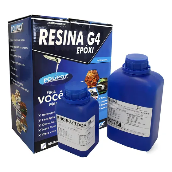 Resina Epoxi G4 Uv Rigida C/ Endurecedor Polipox 1.45 Kg Cor Incolor