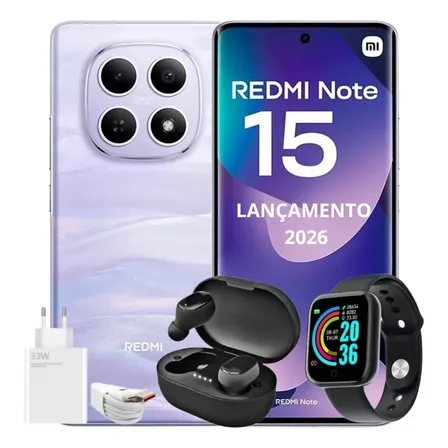 Xiaomi Redmi Note 15 256gb 16gb Ram Lançamento 2026+ Brindes Lilás