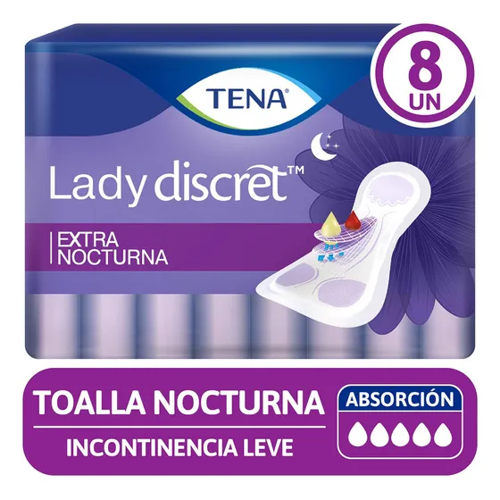 Toalla Incontinencia Femenina Tena Discret Nocturna 8u