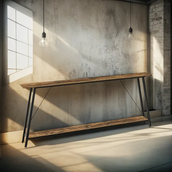 Mesa De Entrada Industrial Extra Larga, Estrecha Y Rústica