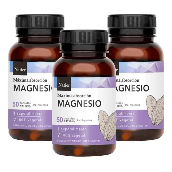 Pack Natier Magnesio 150 Caps Relajación Muscular Y Estrés