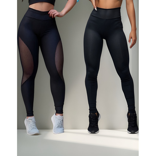Kit Legging Arrastão + Legging Básica Academia Kit Legging Arrastão + Legging Básica Academia