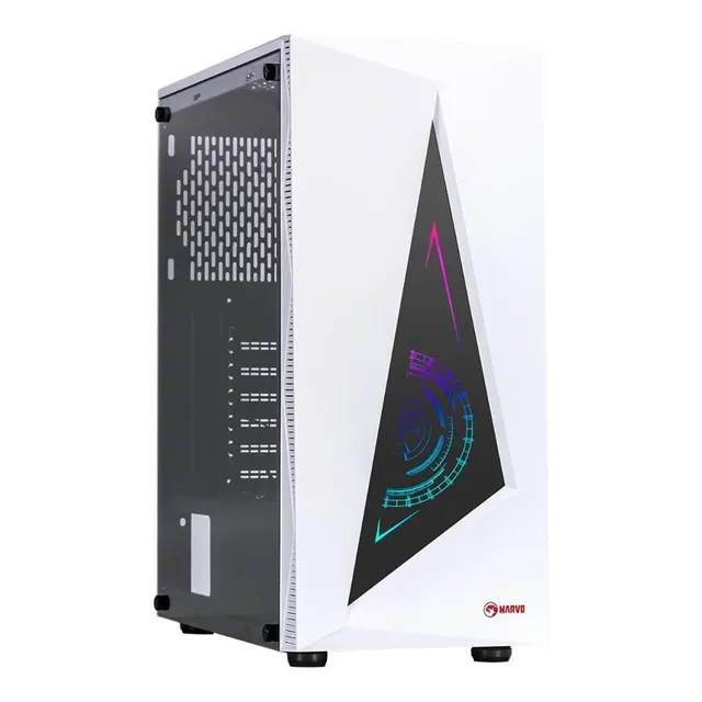 Gabinete Gaming Marvo Ca-119 Panel Frontal Rgb Mid Tower Atx Color Blanco