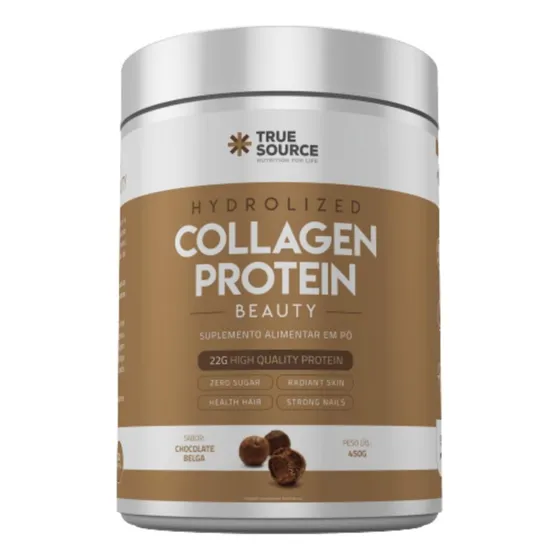 True Hydrolized Collagen Protein 450g True Source - Sabores Sabor Chocolate belga