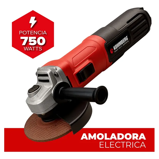 Amoladora Angular Kommberg 115mm 750w 11000rpm - No Albañileria 50 Hz/60 Hz