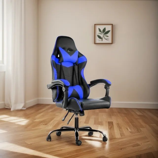 Silla Gamer Lumax Modelo Rom Super Oferta Negro/azul-gaming