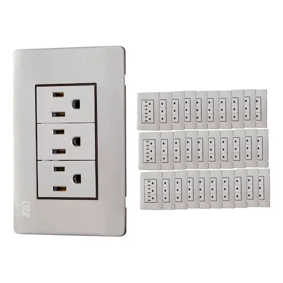 Placa Con 3 Contactos Electricos De Acero Inoxidable 30 Pz