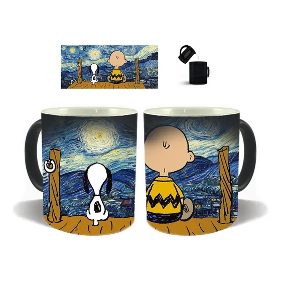 Taza Magica 11oz Van Gogh Snoopy Y Charlie