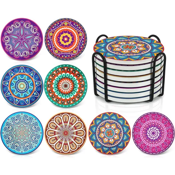 Posavaso Absorbente Soporte 8 Unidad Diseño Para Bebida Casa