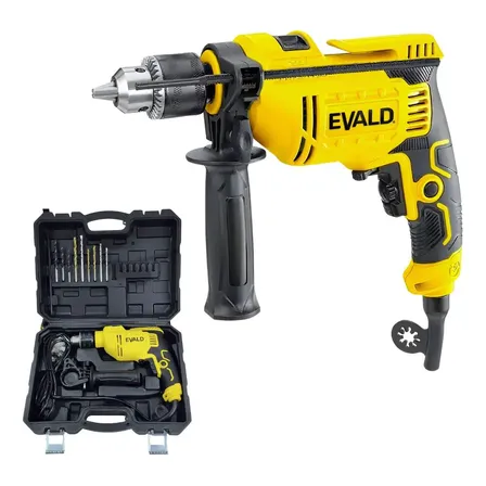 Furadeira De Impacto 1/2pol 220v 850w Reversível Profissional Efi850 Evald Com Maleta E Kit 9 Brocas Evald Amarelo
