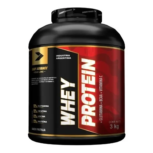 Whey Protein Body Advance Gold Line 3kg Glutamina Bcaa Vit C Creatina Sabor Chocolate Pote En Polvo