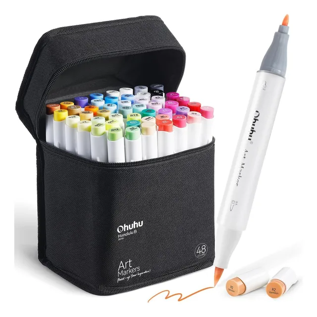 Rotuladores De Pincel Ohuhu Con Alcohol, 48 Colores, Doble P
