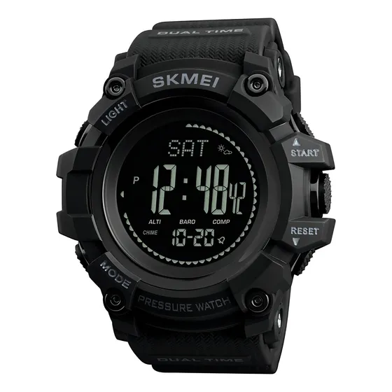 Reloj Pulsera Digital Skmei 1358 Con Altimetro, Barometro, Brujula, Cronometro, Cuenta Regresiva, Correa De Poliuretano Color Negro
