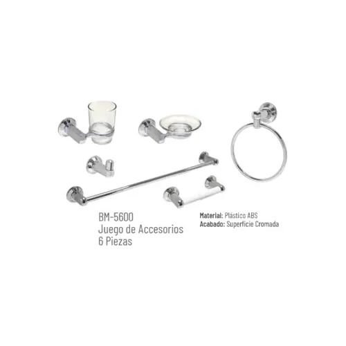 Accesorios De Baño Modelo Linea Boumac 6 Pzas Cromado By Bm
