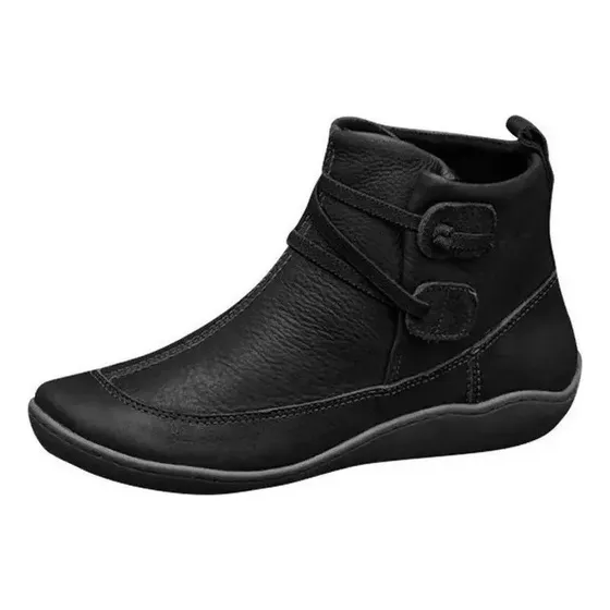 Bota Corta De Mujer Con Tacón Grueso Cómoda
