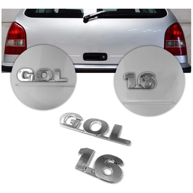 Kit Emblema Original Vw Gol G3 G4 G5 G6 1.6 Cromado Adesivo