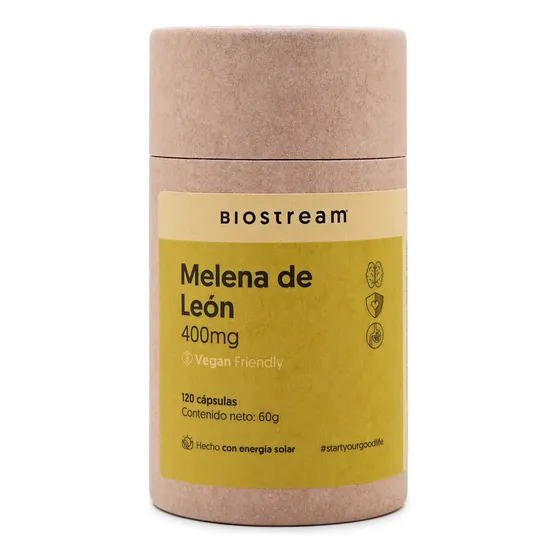 Melena De Leon Vegano 400mg 120 Capsulas Potencia la Memoria y el Deterioro Cognitivo Biostream