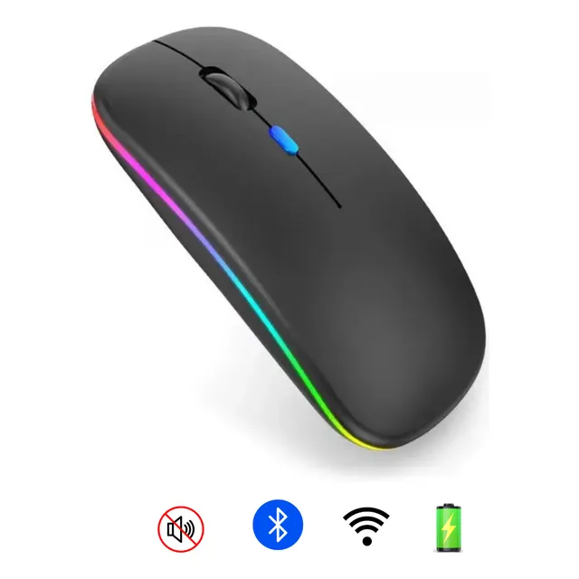 Mouse Inalámbrico Recargable USB Silencioso Dual Bluetooth- 2.4ghz Compatible con PC/Tablet/Celulares/Windows/Android