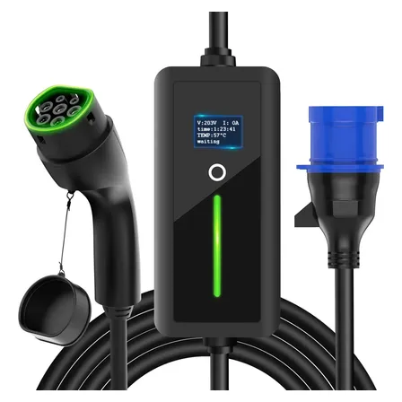 Carregador Carro Elétrico Portátil 7 Kw, Ajustável De 8-32a, Cabo De Carregamento Tipo 2 De 5 Metros Para Ev E Phev