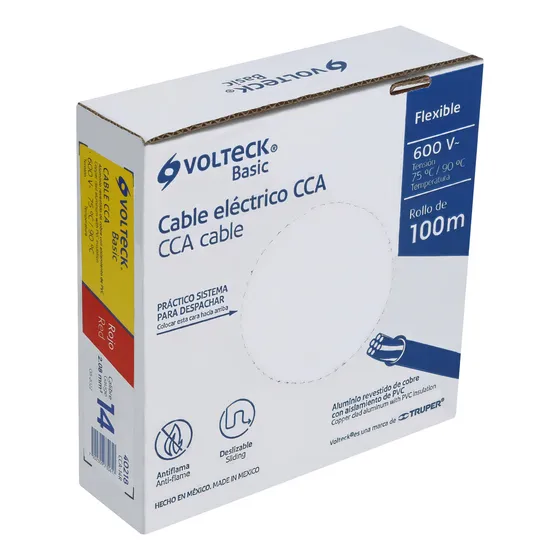 Cable Eléctrico Cal 14 Alucobre 100 M Rojo Volteck CCA-14R
