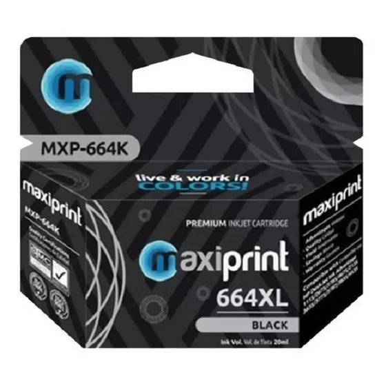 Cartucho Compatible Hp Marca Maxiprint 664 Negro Xl