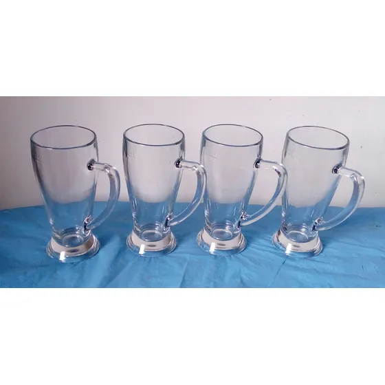 Jarra Vaso De Vidrio Cervecero Set 4 Piezas (made In Italy)