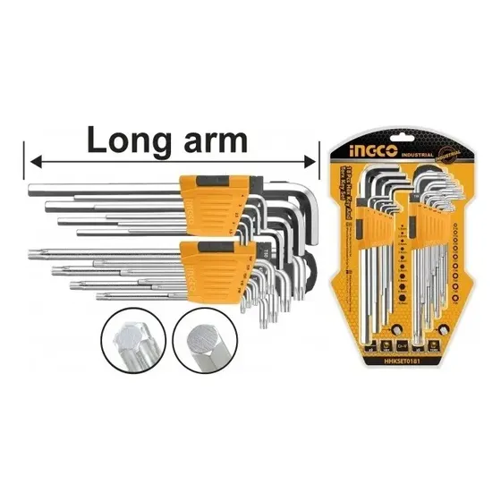 Juego De Llaves Allen-torx 18 Pcs Ingco Hhkset0181