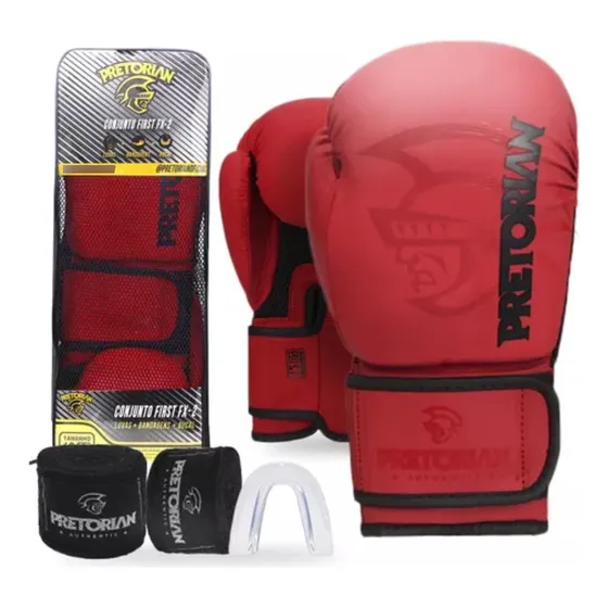Kit Luva Pretorian First Boxe Muay Thai + Bandagem + Bucal
