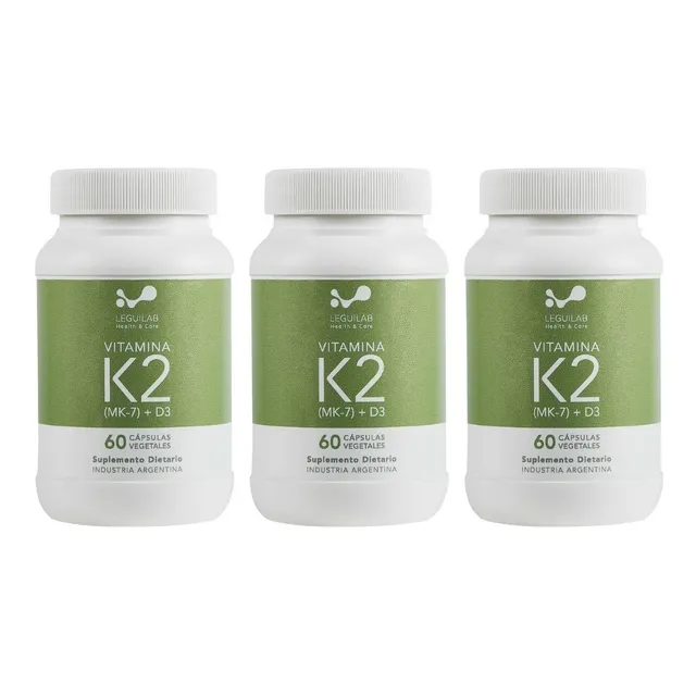 Vitamina K2 (mk - 7) + + Vit. D3 | Salud Ósea | X3 Frascos