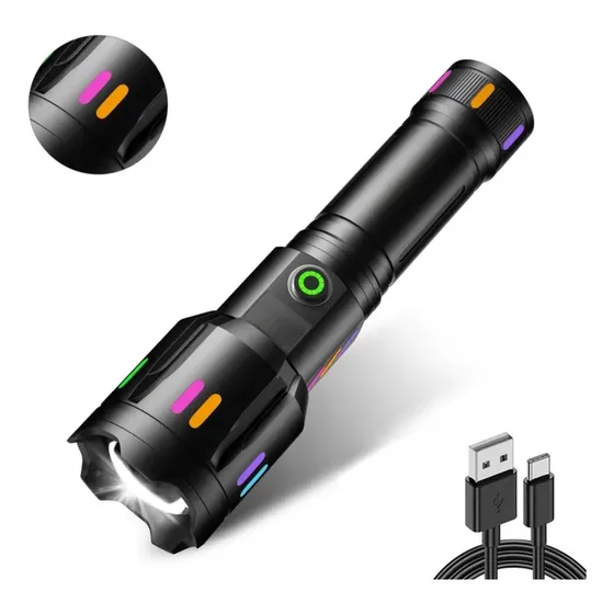 Linterna Táctica Led Brillante 25000lm Recargable Tipo-c Sos
