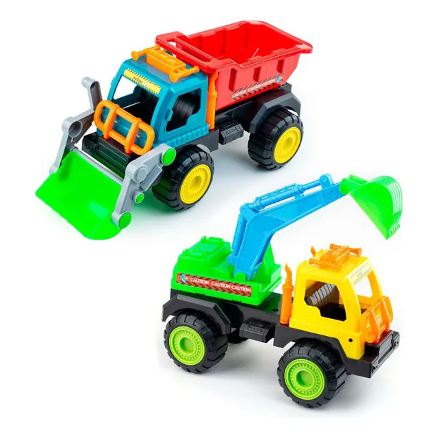 2 Volquetas Juguete Didáctico Niños: Retroescavadora + Grúa