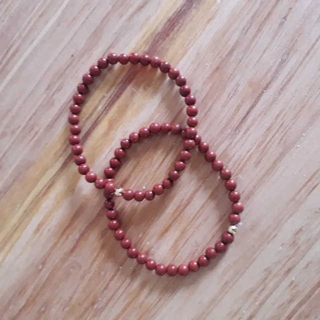 Pulsera De Cuarzo 4mm Jaspe Rojo
