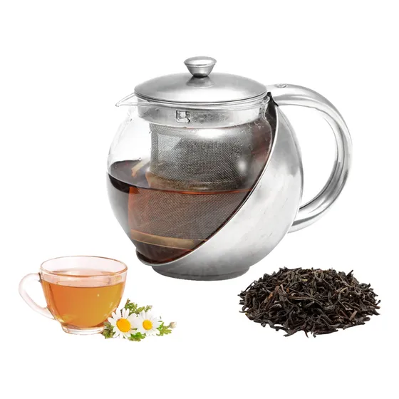 Tetera De Vidrio Infusor Filtro Acero Inoxidable Té 