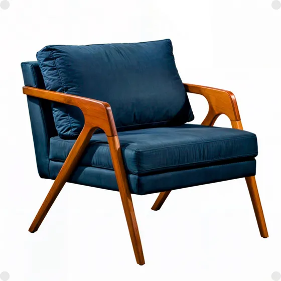 Poltrona Mona Amber Luxo Madeira Maciça Tecido Linho Cores Cor Linho Azul