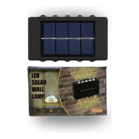 4x Arandela Solar 2 Focos Parede Slim 10 Fachos Led Externa Estrutura Branco Quente 10 LED