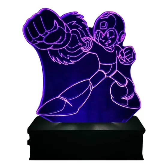 Luminária Led 3d Megaman, Nitendo, Game 16 Cores Controle Estrutura Preto 127/220v