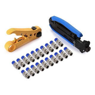 Rg6 Rg11 Cable Crimper Kit 20pcs F Conectores De Compresión Rg6 Rg11 Cable Crimper Kit 20pcs F Conectores De Compresión