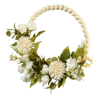 Guirnalda De Flores Para Puerta, Cuentas De Madera, Guirnalda De Flores Para Puerta, Cuentas De Madera,