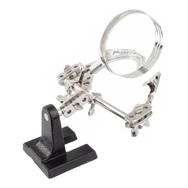 Lupa Redonda Con Base Y Pinzas 65 Mm 5x Para Cautin Soldar