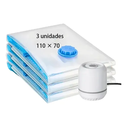 Kit 3 Saco À Vácuo 70x110cm + Elétrico Bomba Portátil 220v