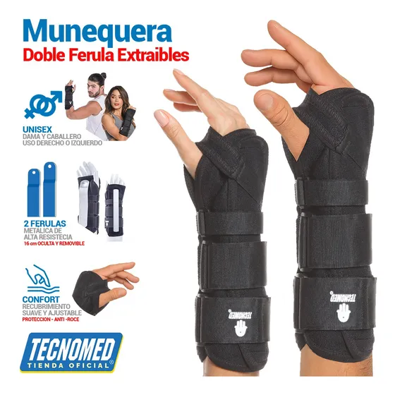 Muñequera Soporte Doble Ferula Ajustable Tecnomed