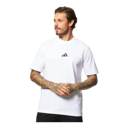 Camiseta Masculina Essentials Logotipo Pequeno adidas White / Black Liso M Lisa