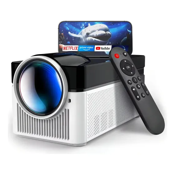 Proyector Portátil 8k Hy450 Full Hd Android Wifi 6 900lm Bt5.4 Control Por Voz