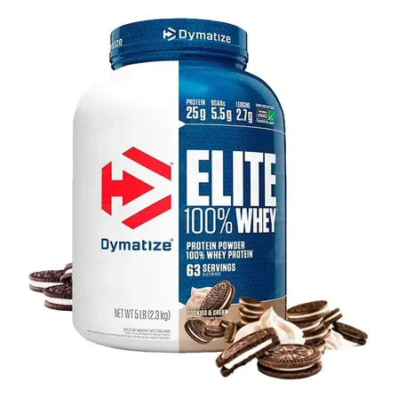 Proteina Elite 100% Whey Dymatize 5 Libras Sabor Cookies Cookies And Cream