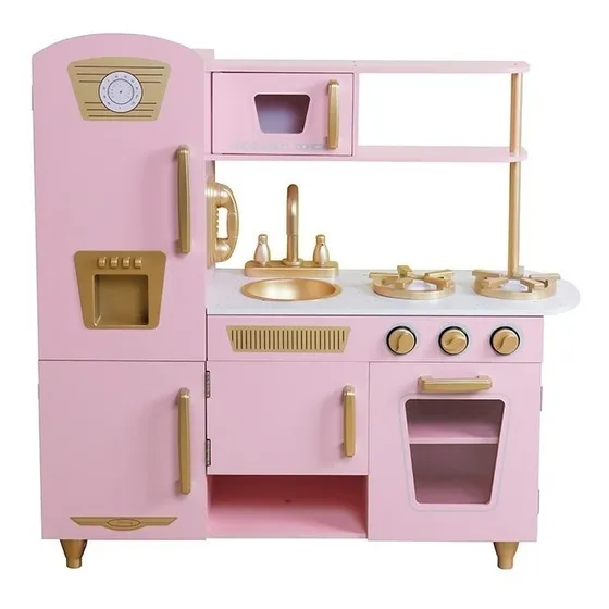 Cocina De Juguete Rosada En Madera Para Niñas Rr & Co. 