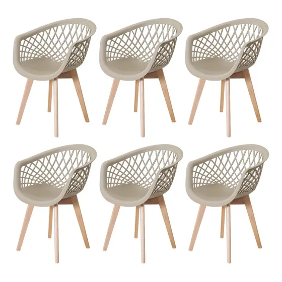Kit 6 Cadeiras De Jantar Seat&co Web Wood Fendi